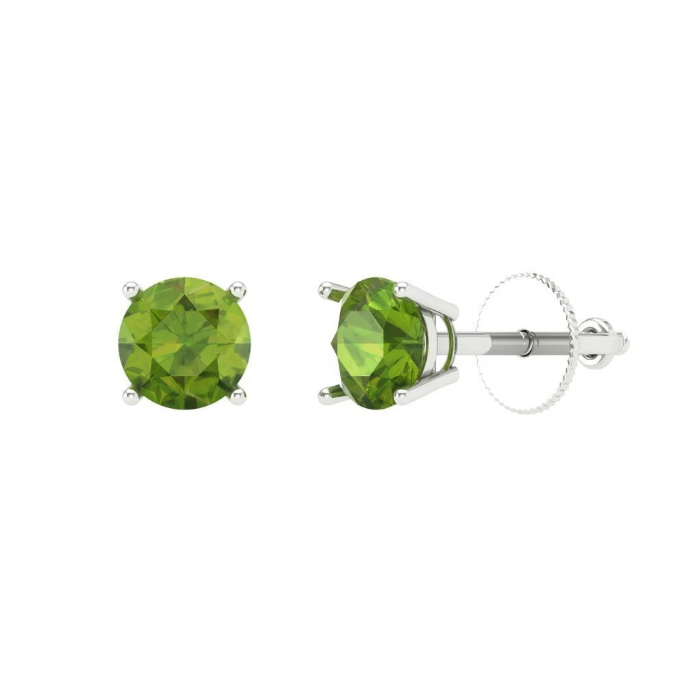 Peridot Stud Earrings for Women, Screw back (0.5 cttw, 4.0mm, Round-Cut) - Image 1 of 4