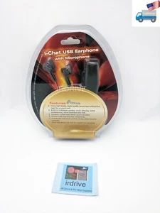 NEW i-Chat Stereo USB Plug N Play Multimedia Earphone w/ Microphone for Computer - Picture 1 of 11