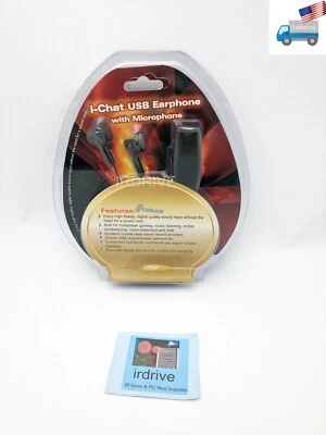 NEW i-Chat Stereo USB Plug N Play Multimedia Earphone w/ Microphone for Computer - Image 1 of 4