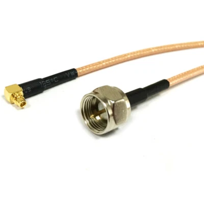 MMCX to F cable adapter MMCX male right angle to F male RG316 15cm 6inch NEW - Image 1 of 2