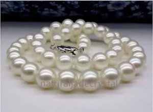 Collar de perlas cultivadas de agua dulce blanco natural genuino de 10-11 mm del Mar del Sur 18"+++ - Imagen 1 de 6