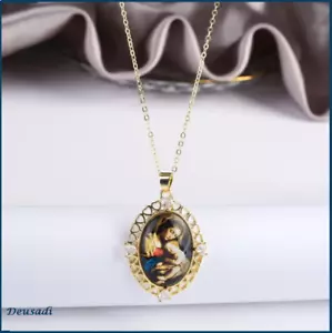 CADENA Y COLGANTE DE METAL CON LA VIRGEN MARIA Y EL NIÑO JESÚS - Bild 1 von 2