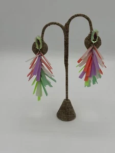Kendra Scott Justyne Rainbow Statement Earrings in Orange Purple Green Mix - Foto 1 di 8
