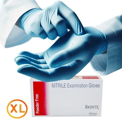 XL -180 Pcs - Medical Blue Nitrile Exam Dental Powder Free Disposable Gloves - Image 1 of 4