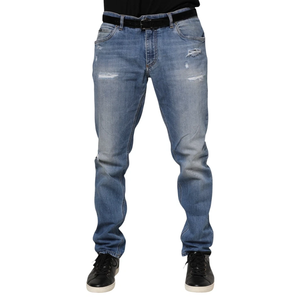 Dolce & Gabbana Vaqueros Azul Lavado Rasgada Logo Placa IT52/ W38/ XL 1050usd - Imagen 1 de 4