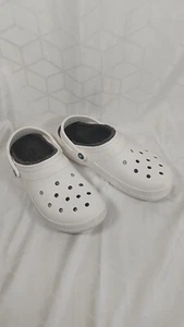 Unisex Crocs Classic Lined Clogs White/Gray Liner Men's 10 Women's 12 - Picture 1 of 6