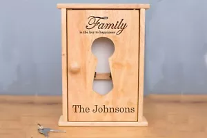 Personalised | Wooden | Key Holder | Box | Engraved | Family | Home | Organiser - Picture 1 of 2