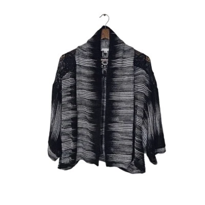 Alberto Makali Black & White Textured Statement Cardigan Sz M — 第 1/4 张图片