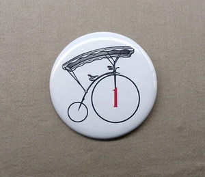 Number One 1 Large 2.25” Button The Prisoner No.1 Penny Farthing Bike Pinback - Picture 1 of 4