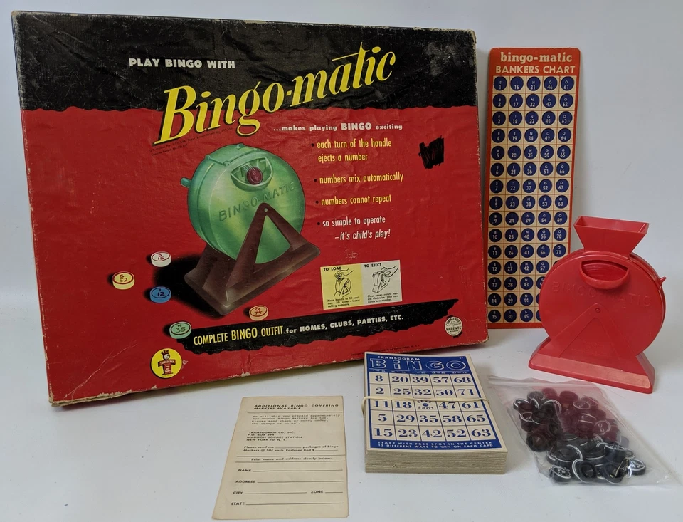 Vintage 1954 BINGO-MATIC Bingo Game Outfit by Transogram, Fun Retro Game! - Image 1 of 1