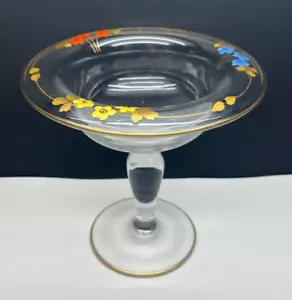 Vintage Westmoreland klares handbemaltes Glas Blumenmuster Goldrand Kompott - Bild 1 von 4