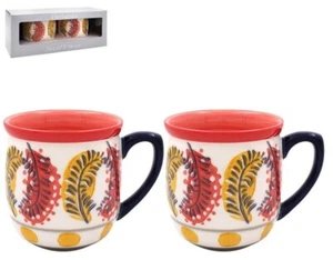 Juego de 2 tazas con flores en relieve - rojas - Imagen 1 de 1