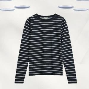 Top donna Ex Hush manica lunga a righe slim fit nero - Foto 1 di 4