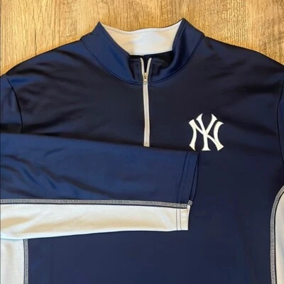 Pullover XL azul marino y gris con cremallera de cuarto Foto 1 de 4