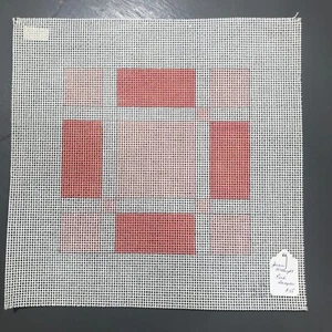 June McKnight Needlepoint Canvas Hand Painted Pink Sampler 9 hpi Rare Vintage - Picture 1 of 7