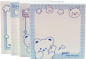 4 Pack Cute Sticky Notes Kawaii Sticky Notes Memo Pads 3.1X3.1 Inches Fresh Bear - Picture 1 of 7