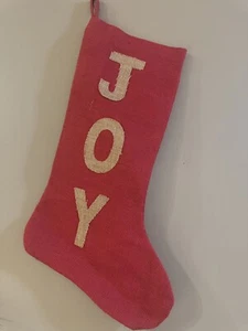 Burlap Christmas Stocking “JOY” Red Fully Lined Hobby Lobby - Picture 1 of 3