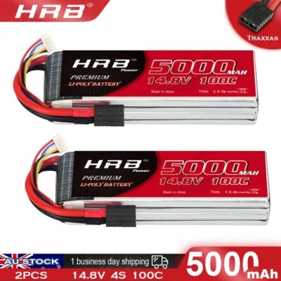 2pcs HRB 4S 14.8V 5000mAh LiPo Battery 100C TRX for RC Car Truck Buggy Boat FPV - image 1 of 4
