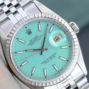 Rolex Datejust 16030 36mm Stainless Steel Custom Turquoise Dial Mens Watch w/Box - Picture 1 of 20