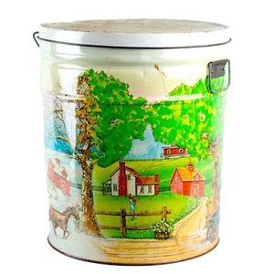 Vintage Velvet Creme Popcorn Tin Shawnee Mission KS Seasonal Graphics Rare - Picture 1 of 8