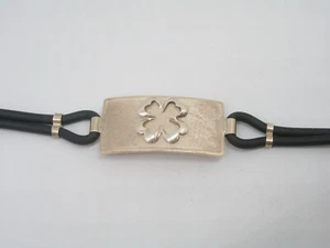 Armband Silber 925 und Kautschuk mit vierblättrigen - Armband Charms - Bild 1 von 6