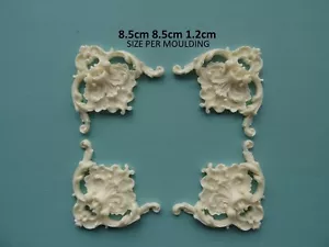 Esquinas ornamentadas decorativas x 4 apliques onlay resina muebles moldeo VOCL4 - Imagen 1 de 4