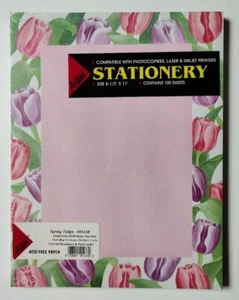 Papel Membrete Primavera Tulipanes Acción Papelería 100 Hojas 8.5x11" Rosa Floral - Imagen 1 de 3