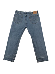 Levi's 505 Jeans Mens 38 x 30 5 Pocket Mid Rise Zip Fly Straight Leg Denim Blue - Foto 1 di 12