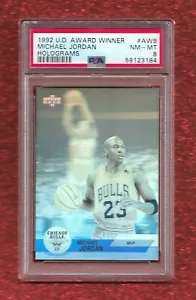 1992 Upper Deck Award Aw9 Michael Jordan PSA 8 casi nuevo holograma de corte cabra - Imagen 1 de 1