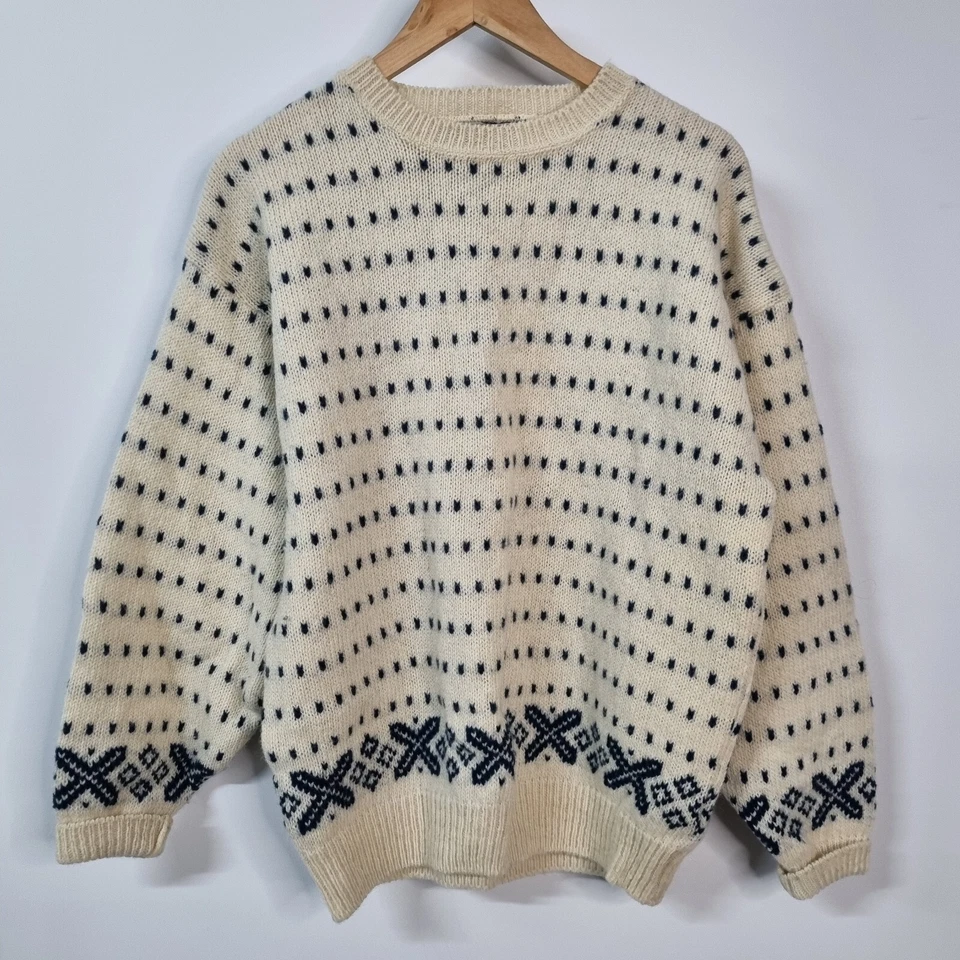 Suéter Deportivo de Montaña Oriental EMS De Colección Lana Marfil Isla Justa Jersey Crew Talla L Foto 1 de 4