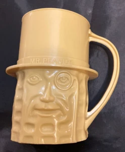 Vintage Pflanzgefäße Mr. Peanut Gold Senf Kunststoffbecher Made in USA 4" EUC - Bild 1 von 5