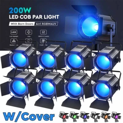 200W COB LED RGBWA+UV DMX Par Light DJ Stage Light Blinder Spot Lighting w/Cover - Image 1 of 4