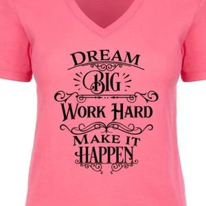 Dream Big Work Hard Success Family Blessed Job Career Home Womens V-Neck T-Shirt - Picture 1 of 2