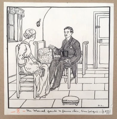 Dessin Original Encre Scène de Genre Homme Chapeau Georges Lepape (1887-1971) - Photo 1/4