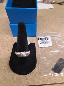 JTV Rhodium Over Sterling Silver Textured Graduated Band Ring - Picture 1 of 5