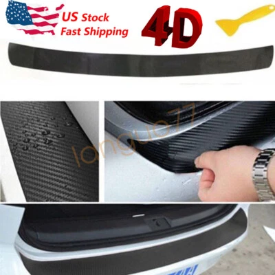 4D Carbon Fiber Trunk Protection Strip Rear Guard Bumper Sticker Panel Protector - Image 1 of 4