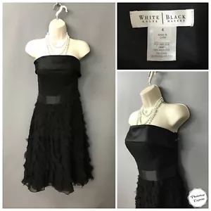 Abito da cerimonia senza spalline in seta nera White House Black Market UK 8 US 4 - Foto 1 di 11
