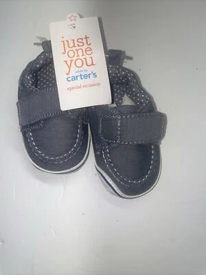 Baby Shoes Just One You Carter’s Flats Size 0-3 Months Gray Denim Look FREE SHIP - Image 1 of 4