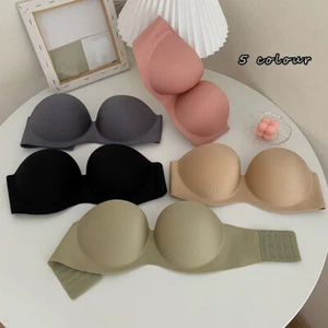 Invisible Push Up Bra Women Underwear Lingerie Strapless Seamless Tube Bralette - Picture 1 of 25