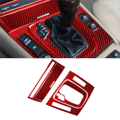 Cubierta interior de cambio de marchas de fibra de carbono roja 4 piezas para BMW Serie 3 E46 Foto 1 de 4