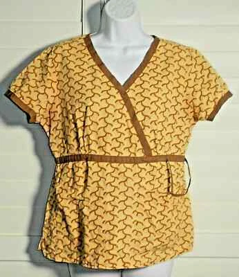 Koi by Kathy Peterson Geometric Print Nurses Uniform Scrub Top Size M - Image 1 of 2