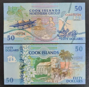 1992 Cook Islands 50 DOLLARS BANKNOTE CURRENCY aUNC - Picture 1 of 1