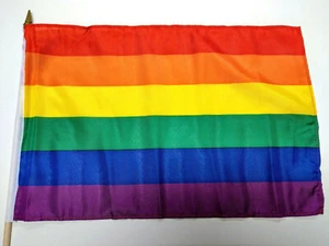 Regenbogen Stock Fahne Flagge ca. 30x45x60 cm rainbow pride CSD gay LGBTQ queer - Bild 1 von 2