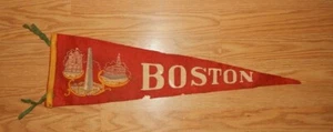 Vtg.Antique Wool Felt Pennant BOSTON Bunker Hill Mon.Old State House Faneuil Hal - Picture 1 of 3