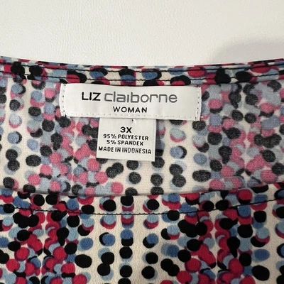 Liz Claiborne Women’s Size 3X Red/Blue/Black Geometric Print Cap Sleeve Top - Image 1 of 4
