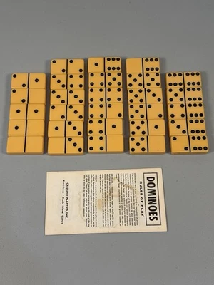 Vintage Set Thick Butterscotch Bakelite Crisloid Double Six Dominoes Very Nice - Image 1 of 3