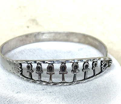 BRACCIALE ARGENTO 800 ARTIGIANALE ETNICO CON CROCE DI ANKH SIMBOLO DELLA VITA - Immagine 1 di 4