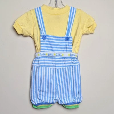 Conjunto Camisa Mono Bebé Club Béisbol Healthtex Años 80 De Colección Rayas Niños 18 Meses Foto 1 de 4