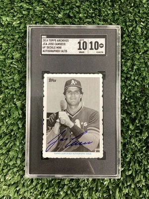 Jose Canseco 2014 Topps Archives ‘69 Deckle Mini Auto /25 SGC 10 Athletics  - Image 1 of 2