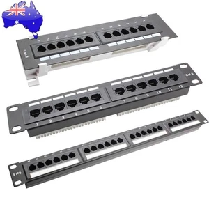 12/24 Ports Network Tool Kit CAT6 Patch Panel RJ45 Networking Wall Mount Rack - Afbeelding 1 van 15